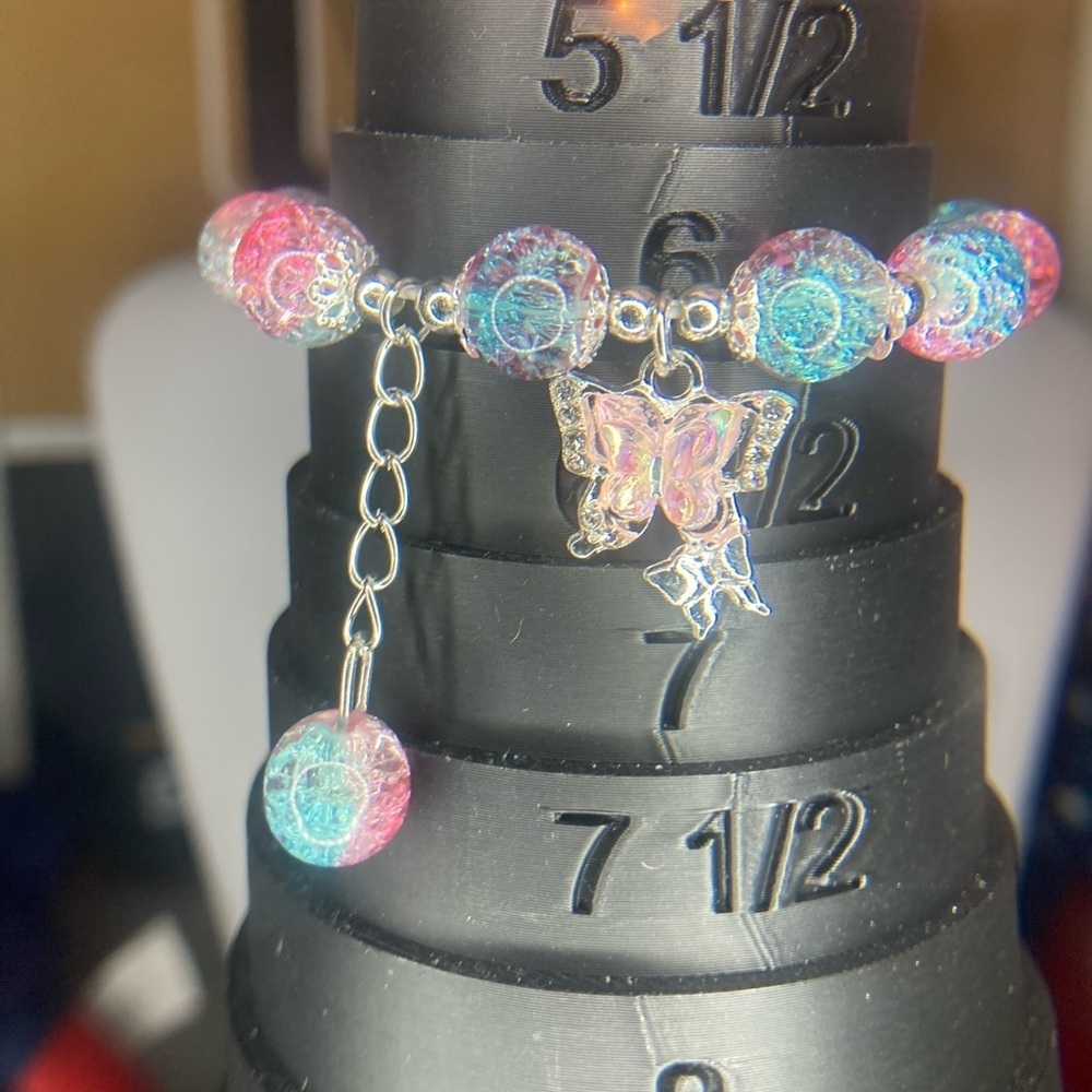 Colorful Beaded Butterfly Charm Bracelet
